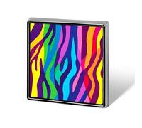 Colorful Zebra Print Button Pins Square Badge Personalized Button Brooch Lapel Pins for Women Men Gifts