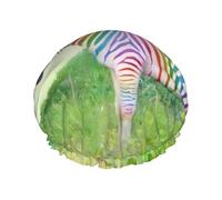 Colorful Zebra Print Shower Cap - Reusable, Double Layer, Hotel Travel Essentials, Salon Shower Hat Accessories One Size