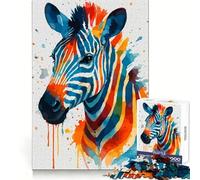 Colorful Zebra Watercolor Portrait Jigsaws 1000 Pieces for Teenagers Brain Exercise, Cozy Fun, Real Challenge, (50x75cm)