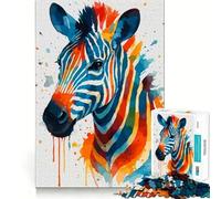 Colorful Zebra Watercolor Portrait Jigsaws 1000 Pieces for Teenagers Brain Exercise, Cozy Fun, Real Challenge, (50x75cm)