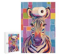 Colorful Zebra with Toilet Paper Roll Jigsaw Puzzle, 1000 PCS, Indoor Activity for The Home, Classic Jigsaw Entertainment for The Home, for Family Fun