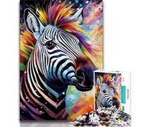 Colorful Zebras 1000 Piece Jigsaw Puzzles for Teenagers,Family Game Stress Reliever Difficult Challenge Artists Collection,Fine Art (75x50cm)