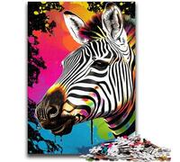 Colorful Zebras Adult Jigsaws 1000 Pieces Difficult,Decompressing Intellectual Educational Toy Suitable for Desktop Decoration (38x26cm)