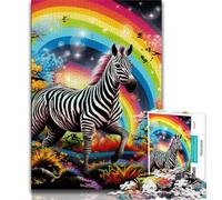 Colorful Zebras JigsawPuzzle 1000 Pieces for Adults,Decompressing Intellectual Educational Toy Birthday Present,Gifts,Wall Art 38x26cm