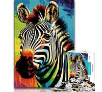 Colorful Zebras JigsawPuzzle 1000 Pieces for Adults,Family Game Stress Reliever Difficult Challenge Secret Santa Gifts 50x75cm