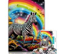 Colorful Zebras JigsawPuzzle 1000 Pieces for Adults,Family Game Stress Reliever Difficult Challenge Secret Santa Gifts 50x75cm