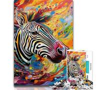 Colorful Zebras JigsawPuzzle 1000 Pieces for Adults,Toys Educational Games Stress Relieving Suitable for Desktop Decoration (75x50cm)