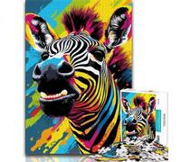 Colorful Zebras Puzzles for Adults Teens 1000pc Puzzle,Toys Educational Games Stress Relieving Wishlist with Santa Claus (38x26cm)
