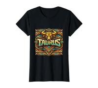 Colorful Zodiac Tribal Taurus Astrology Horoscope Sign Value Graphic T-Shirt, Women, Black, S