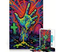 Colorful Zombie Hand Rising Art Halloween Art Adult Jigsaw Puzzle1000 Pieces Brain Think, Sharp Detail, Real Challenge, Home Accent (38x52cm)