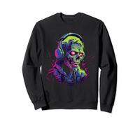 Colorful Zombie With Headphones - Music Themed Horror Sweatshirt