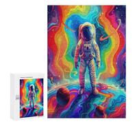 Colorfulcartoon Astronaut 300Pc Jigsaw Puzzles Suitable Adults ChildrenJigsaws Festive Gathering Family Bonding Whimsical Design Great GiftLoved Ones 300 PCS
