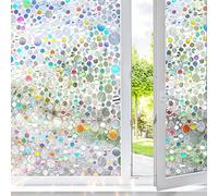 ColorfulHall Stained Glass Window Film Rainbow Window Privacy Film,Iridescent Transparent Buble Decor Static Cling 91% UV Heat Blocking Window Sticker for Home(35.4X78.7 Inch)