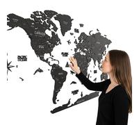 Colorfull Worlds, Multilayer 3D Wooden World Map, Travel Map States and Capitals, Wall Decor For New House, Gift For Travelers, Office Decor, Educational Activity for Children (M, Tuana)