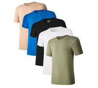 COLORFULLEAF 3/5-Pack Mens T-Shirt Bamboo Undershirt Lightweight Short Sleeve Crew Neck Tee Shirts Multipack(5E,2XL)