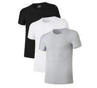 COLORFULLEAF 3/5-Pack Mens T-Shirt Bamboo Undershirt Lightweight Short Sleeve Crew Neck Tee Shirts Multipack(3C,XL)