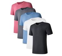 COLORFULLEAF 3/5-Pack Mens T-Shirt Bamboo Undershirt Lightweight Short Sleeve Crew Neck Tee Shirts Multipack(5D,L)