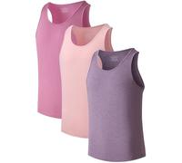 COLORFULLEAF Men's Bamboo Rayon Undershirts Tank Tops Men Crew Neck Stretchy Tank Shirts Pack(1 or 3), 3 Pack-pink/Purple/Heather Mauve, Medium