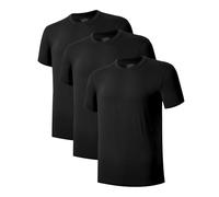 COLORFULLEAF Men's Crew Neck Undershirts Bamboo Rayon Short Sleeve Tees Slim-fit T-Shirts (Black, S)
