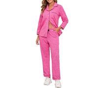 COLORFULLEAF Women's 100% Cotton Pyjama Sets Leopard Print Nightwear Long Sleeve Button-Down Pjs Sleepwear Ladies Loungewear(Tan,M)