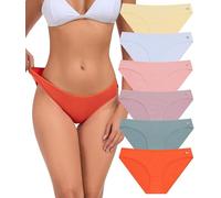 COLORFULLEAF Womens Bikini Underwear Ladies Cotton Knickers Low Rise Stretchy Panties Comfy Breathable Hipster Undies Basic Briefs(6D,XL)