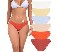 COLORFULLEAF Womens Bikini Underwear Ladies Cotton Knickers Low Rise Stretchy Panties Comfy Breathable Hipster Undies Basic Briefs(6E,3XL)