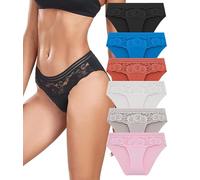 COLORFULLEAF Womens Underwear Multipack Floral Lace Knickers for Ladies Briefs Pants Soft Full Back Coverage Panties(6A,L)