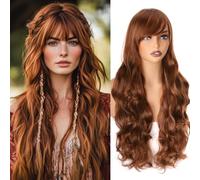 ColorfulPanda Charming Long Brown Curly Wavy Full Hair Wig Anime Cosplay Halloween Costume Party Synthetic Wigs for Women,32inch 80cm