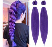 ColorfulPanda Long Purple Braiding Hair, Rumi Wig Hair Extensions for Braids, Pre Stretched Synthetic Yaki Ez Braid Pre stretched Braiding hair for Halloween Costume Cosplay (26inch,2pcs)