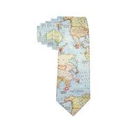COLORFULSKY URTEOM Men's World Map Blue Travel Polyester Silk Casual Gentleman Tie Necktie Gift-One Size