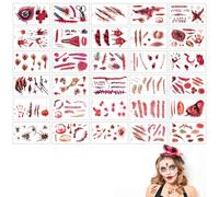 Colorich 30 Sheets Halloween Tattoos for Children, Halloween Prank Makeup Temporary Tattoos, Scars Wound Halloween Party Decoration Accessories, Party Bags Party Games Gifts