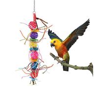 Colorido mascota pájaro loro masticar madera colgante columpio escalada con bola de ratán juguete duradero sin ejercicio para entretenimiento en jaula de pájaros