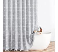 Colorigan Boho Farmhouse Shower Curtain - 72x72 Inches Linen Rustic Fabric Shower Curtain Set with Tassel, Water Repellent Cloth, Modern Bohemian Chic Country Bathroom Shower Curtains