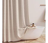 Colorigan Boho Farmhouse Shower Curtain - Linen Rustic Heavy Duty Fabric Shower Curtain Set with Tassel, Water Repellent Cloth, Modern Bohemian Chic Country Bathroom Shower Curtains