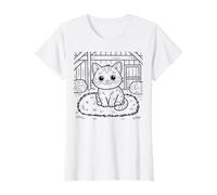 Coloring a cat and Painting it Yourself Value Graphic T-Shirt, Women, White, XL