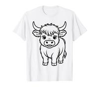 Coloring a Highland Cow and Painting it Yourself Value Graphic T-Shirt, Men, White, S