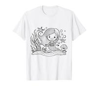Coloring a Mermaid and Painting it Yourself Value Graphic T-Shirt, Men, White, S
