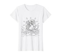 Coloring a Mermaid and Painting it Yourself Value Graphic T-Shirt, Women, White, XL