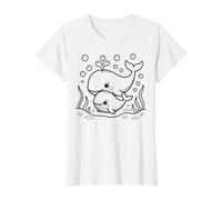 Coloring a Whale Kawaii Yourself Value Graphic T-Shirt, Women, White, XL
