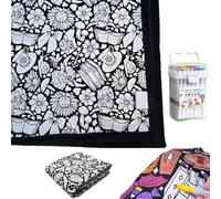 Coloring Blanket Color Your Own Blanket Adults DIY Personalized Blankets with 36 colors Acrylic Marker, Washable Fabric for Re-Coloring, Soft Cozy Home Decor for Bedroom (Cow)