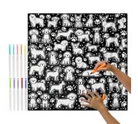 Coloring Blanket for Adults Cats- 145x120 Cm DIY Colouring Blanket | with 24 Colour Markers - for Home Decor Living Room Bedroom Couch Bed Chair Office Kids Adults Birthday Party