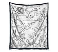 Coloring Blanket - Sea Animal Quilt Soft Washable Blanket Funny Design Interactive Comfort Interactive with Durable Fabric, Comfortable Blankets for Adults Kids Women Teens Sofa