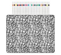 Coloring Blankets for Adults | 59x45 Inch Reusable Washable Mat | with 24 Markers Doodle Blanket - for DIY Crafts Painting Travel Couch Bed Night Nap Car