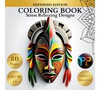 COLORING BOOK African Mask: COLORING BOOK African Mask Stress Relieving Designs