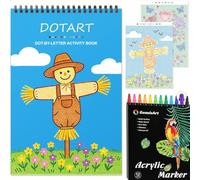 Coloring Book,Dot By Letter Art Meditations with 12 PCS Acrylic Markers,Mindfulness Adult Coloring Book-Relaxing,Anti-Stress,30 Pattern Activity Coloring Books for Adults,Dot Art for Adults