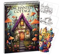 Coloring Book for Women Relaxation Spiral Bound, Lay Flat While Coloring Adult Coloring Book One Sided Design Gift for Adult to Relax and Relieve Anxiety The Enchanted Cottage (Cottage)