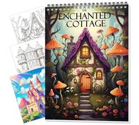 Coloring Book for Women Spiral Bound, Lay Flat While Coloring Adult Coloring Book One Sided Design Gift for Adult to Relax and Relieve Anxiety The Enchanted Cottage