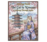 Coloring book The cat in Kimono: A journey through Japan