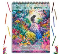 Coloring Books for Adult Women Relaxation Spiral Bound Page Printed Single-Sided Gifts Arts and Crafts for Women to Relax, Anxiety and Depression 24 Colorful Coloring Pages of Hanama Woman