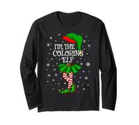 Coloring Elf Christmas Family Group Women Girls Xmas Pajama Long Sleeve T-Shirt